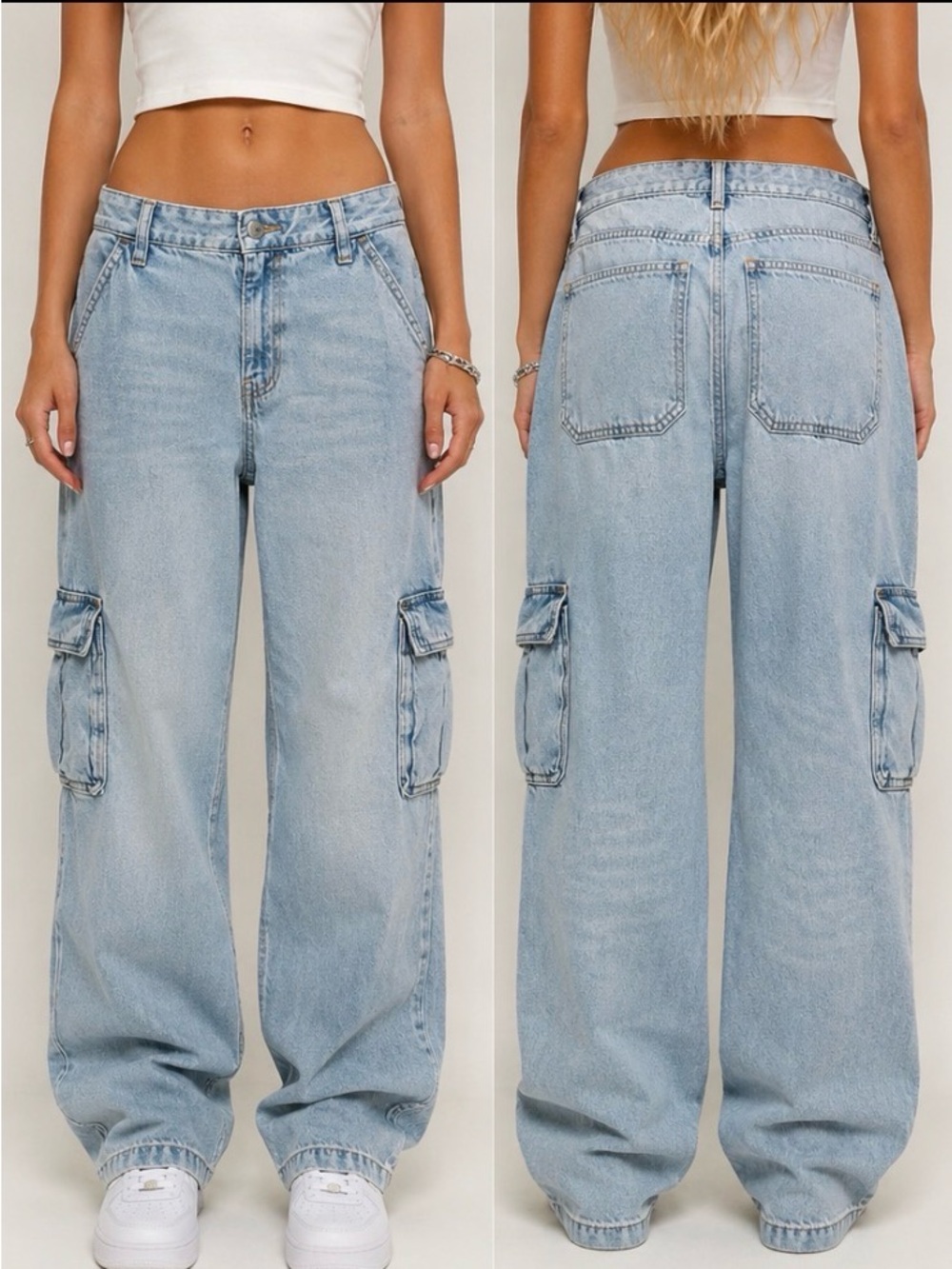 wild fable Light Blue Cargo Boyfriend Jeans